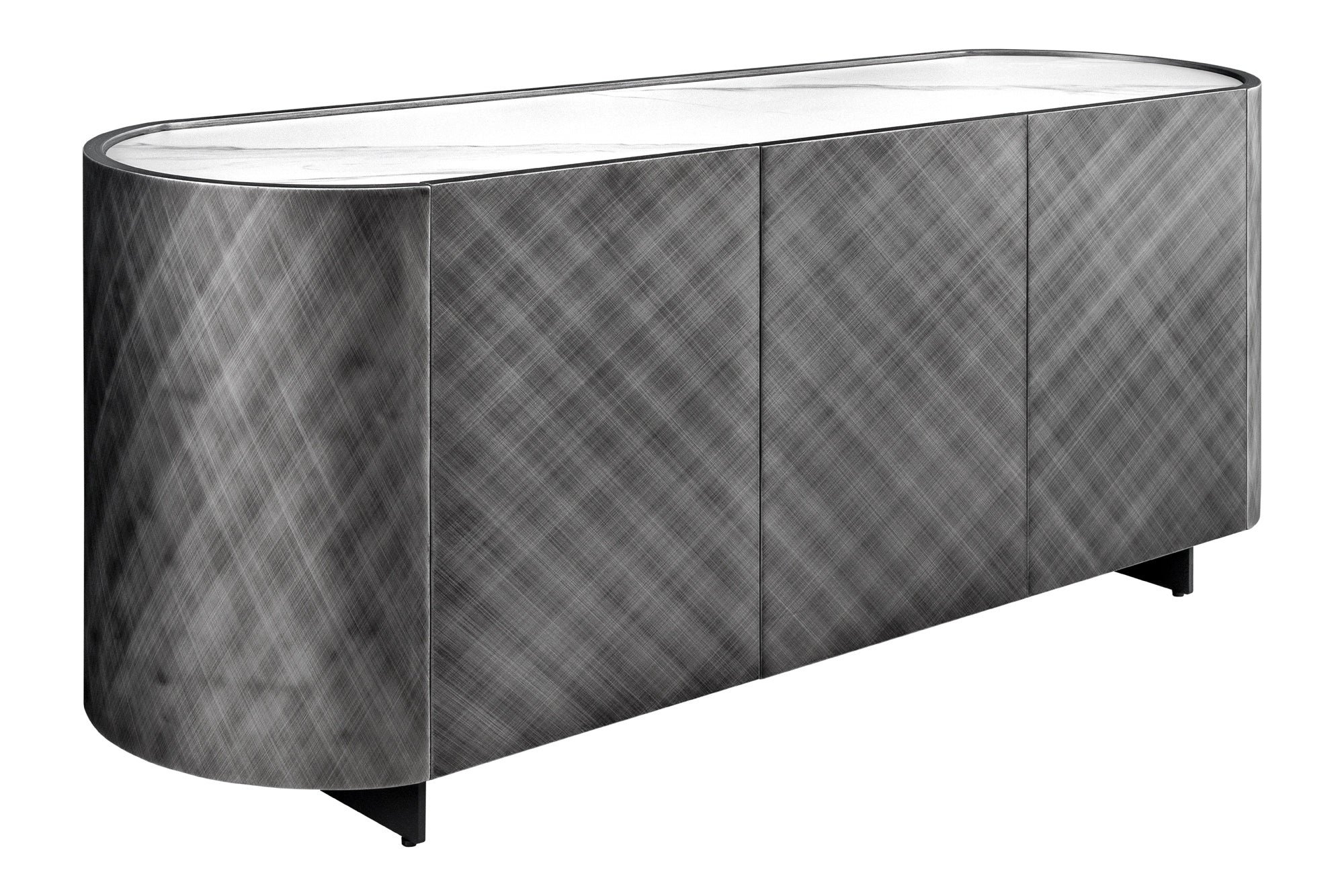 Invicta Interior Sideboard REFLECTION 150cm 3D effect antraciet met keramisch marmeren blad wit - 46501
