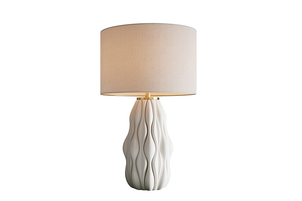 Invicta Interior Tafellamp ELEGANCIA 65cm witte lampenkap keramiek witgoud - 46011