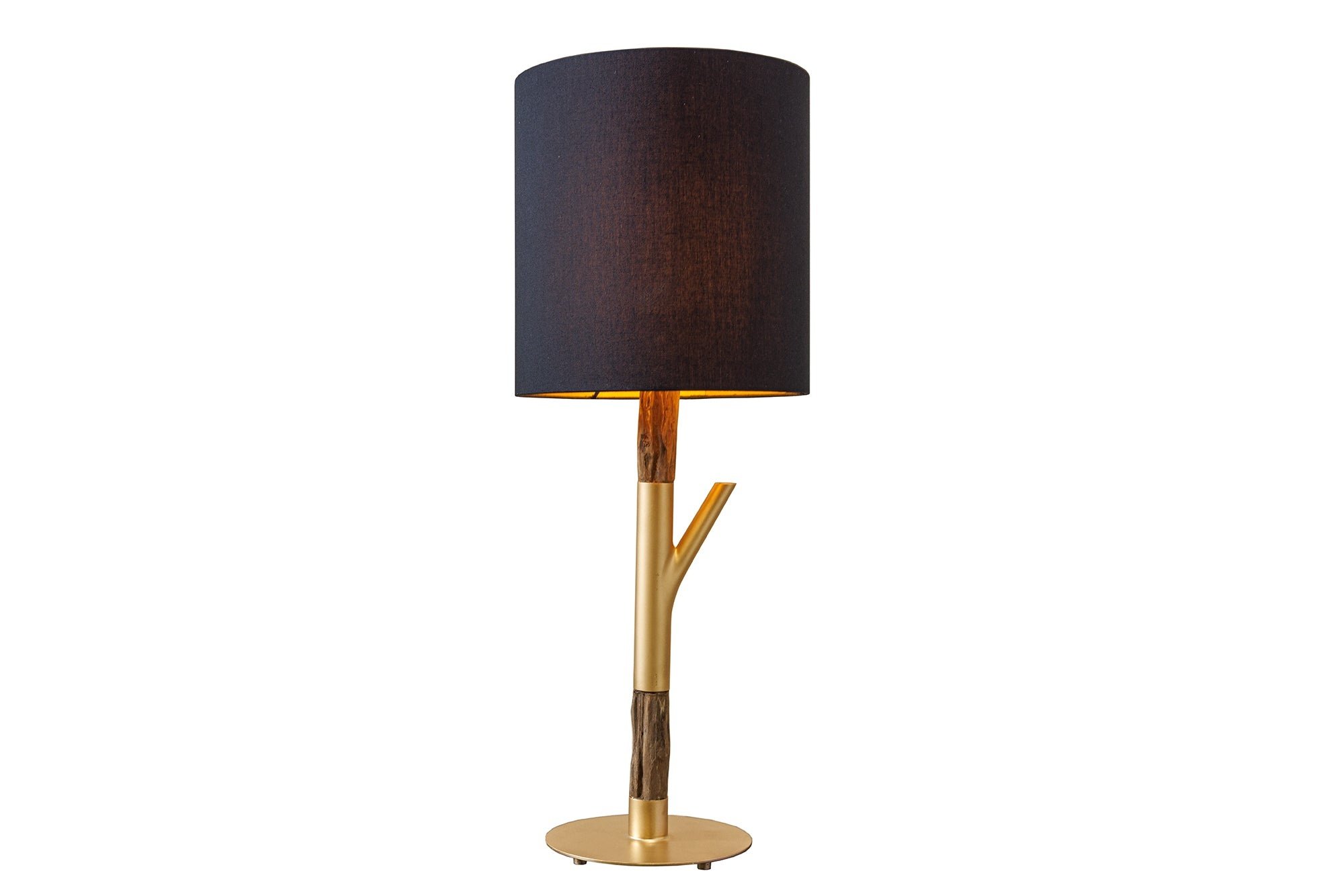 Invicta Interior Tafellamp JEWELRY 75cm frame met natuurlijke gouden lampenkap zwart - 45896