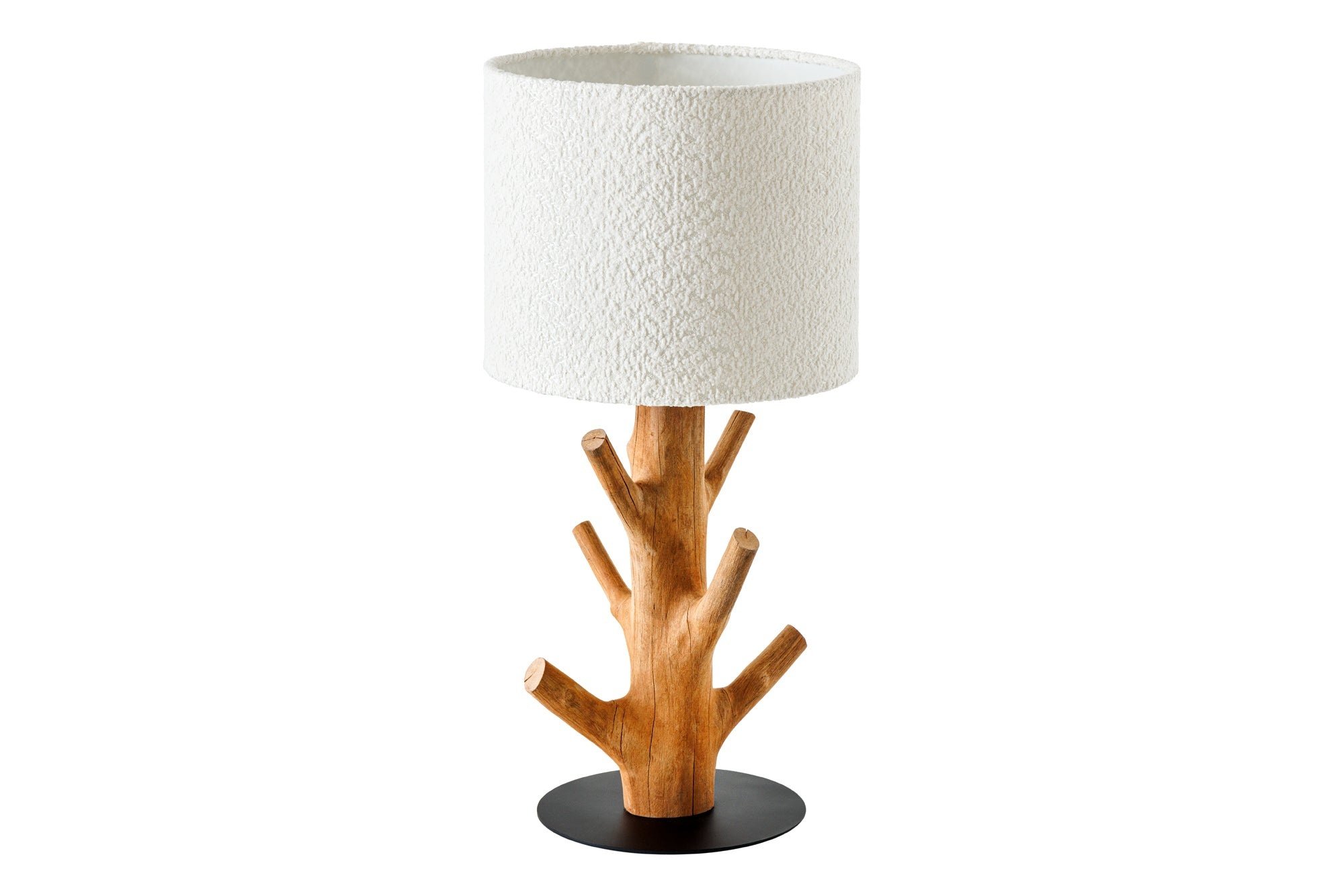 Invicta Interior Tafellamp JEWELRY 60cm lampenkap van natuurlijk mangosteenhout bouclé wit - 46648