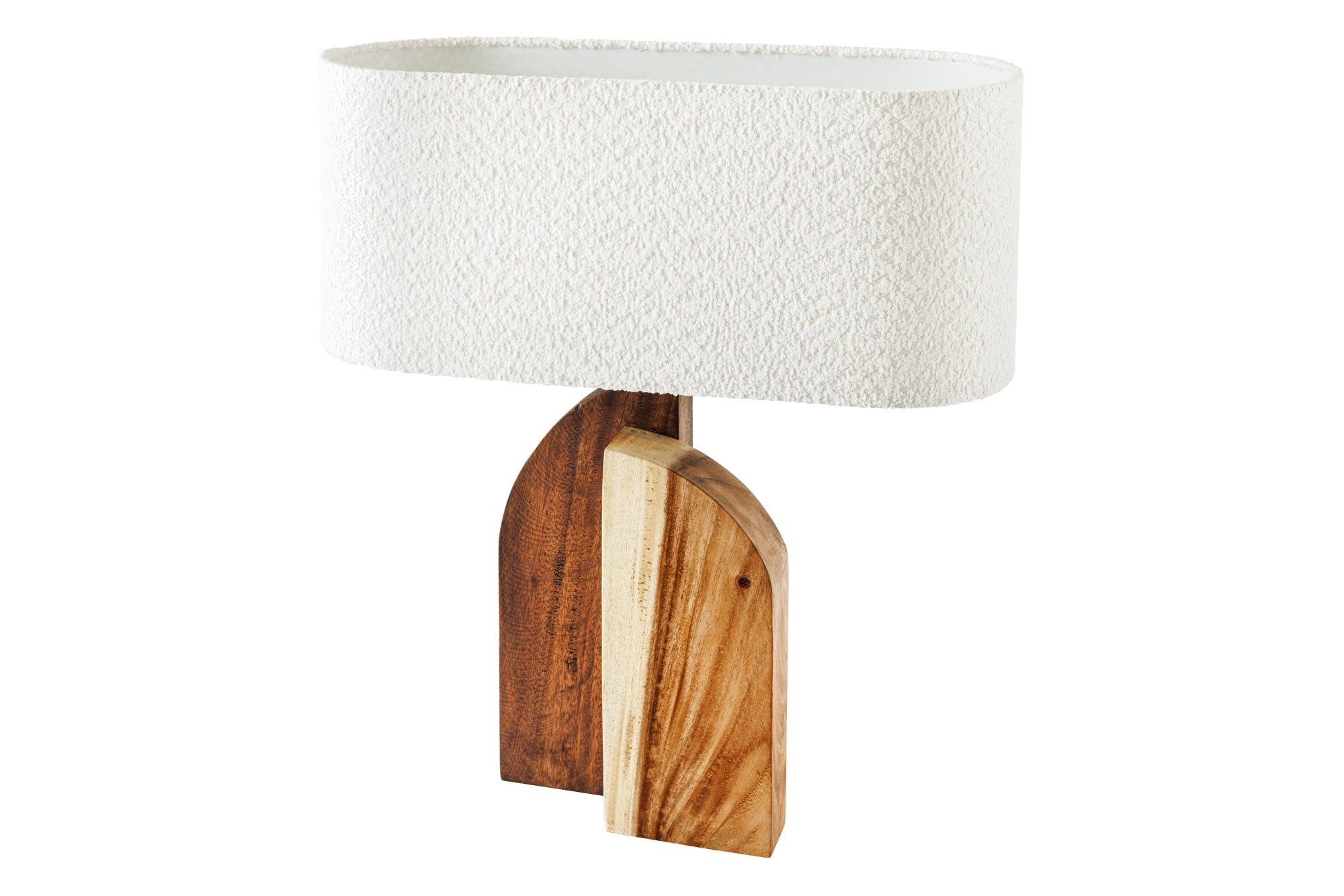 Invicta Interior Tafellamp LOVERS 60cm natuurlijke regenboom houten lampenkap bouclé wit - 46649