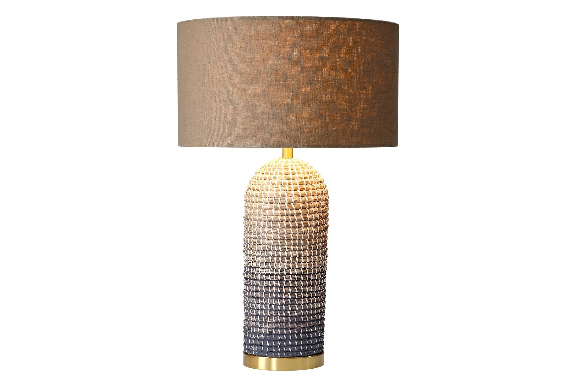 Invicta Interior Tafellamp ZEA 60cm gradient zeegras natuurlijk bruin goud met lampenkap ruw linnen bruin - 46650
