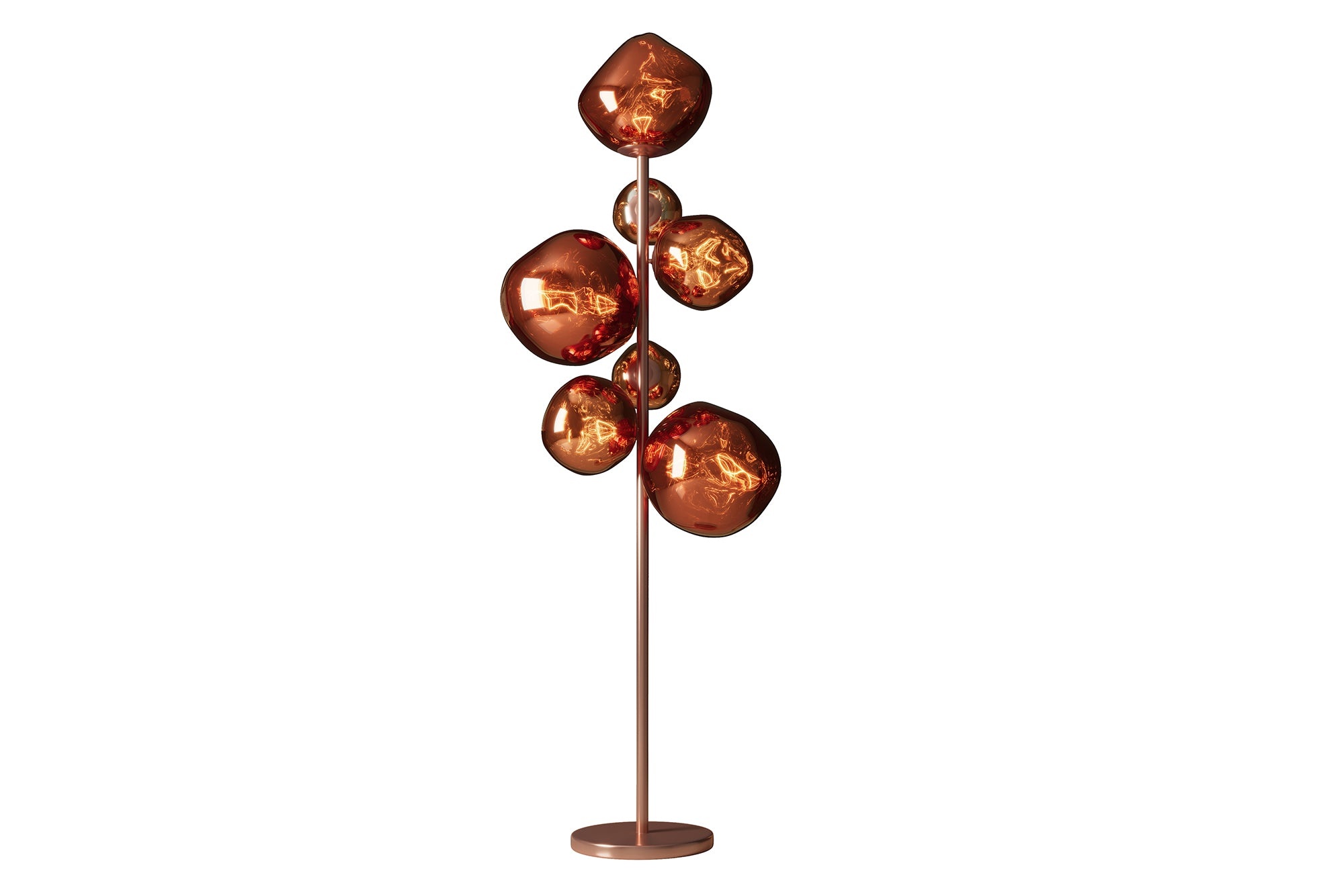 Invicta Interior Staande lamp LIQUID DIAMOND 170cm 7 glazen kappen stalen frame koper - 46023