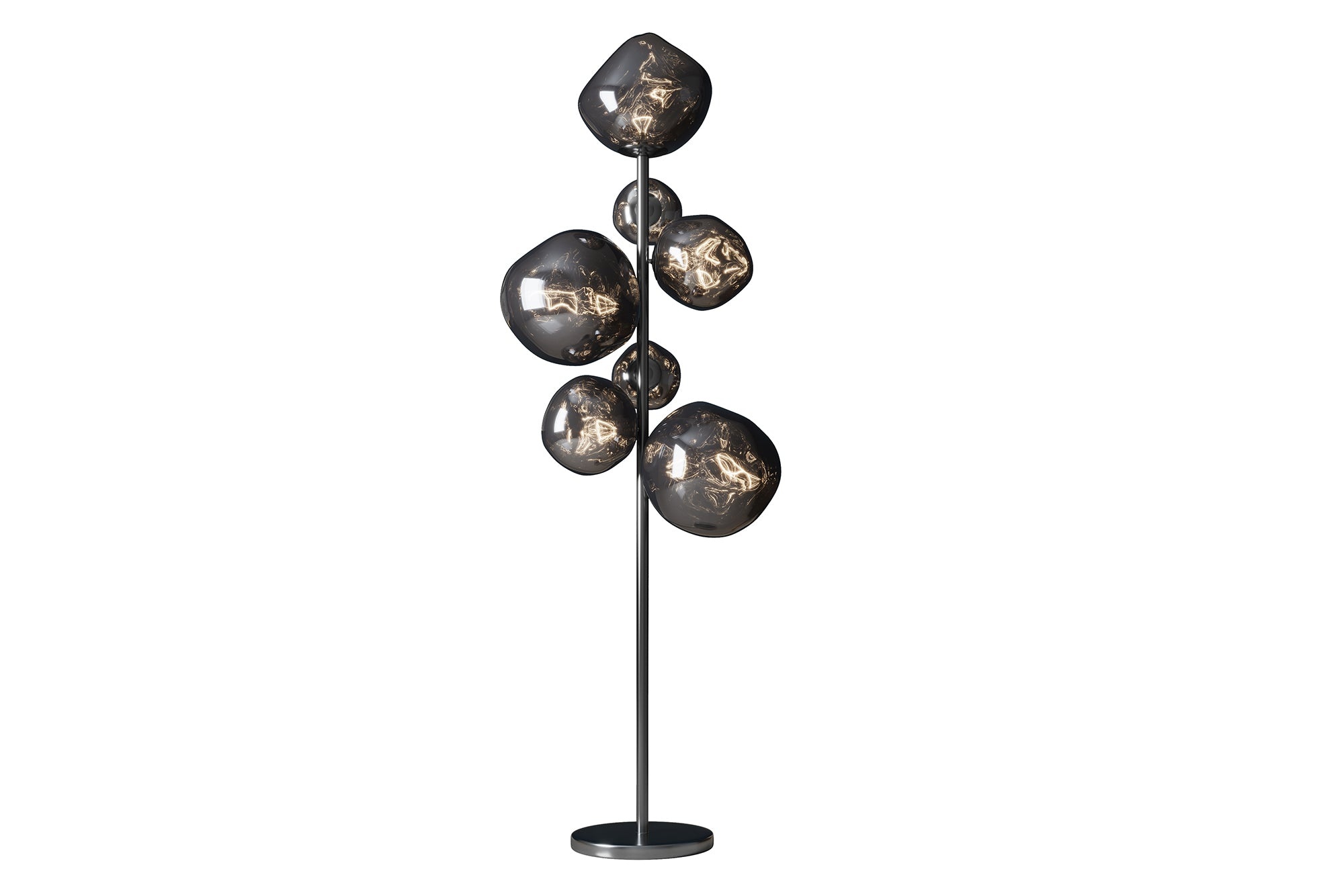 Invicta Interior Staande lamp LIQUID DIAMOND 170cm 7 glazen kappen grijs gerookte look - 46024