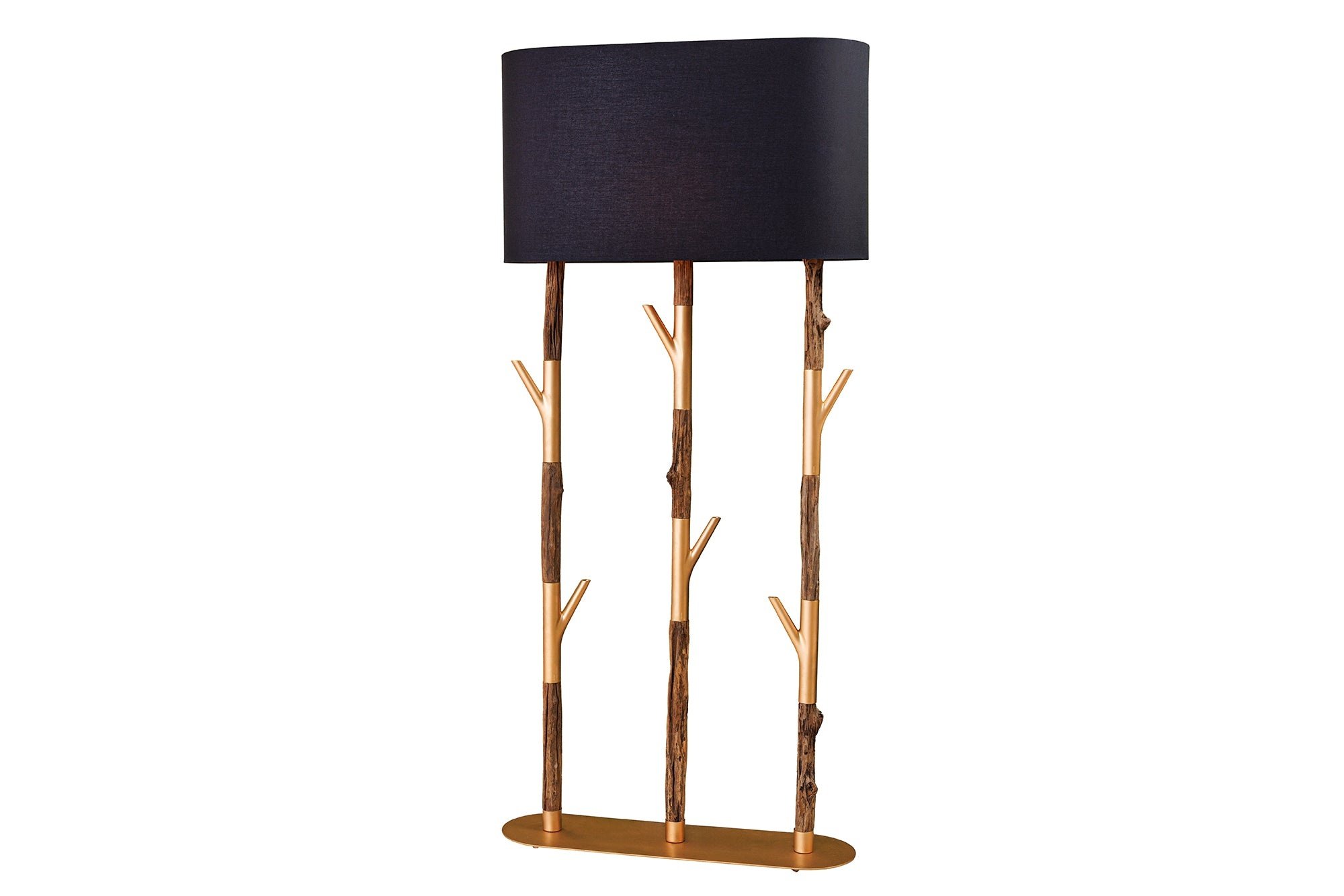 Invicta Interior Staande lamp GARDEROBE 150cm frame naturel goud met lampenkap zwart goud - 45897
