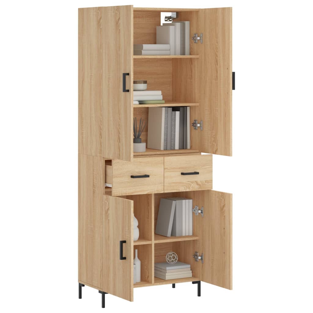 vidaXL Hoge kast 69,5x34x180 cm bewerkt hout sonoma eikenkleurig