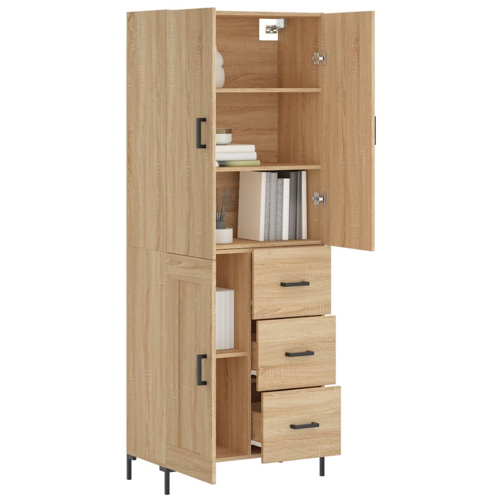 vidaXL Hoge kast 69,5x34x180 cm bewerkt hout sonoma eikenkleurig