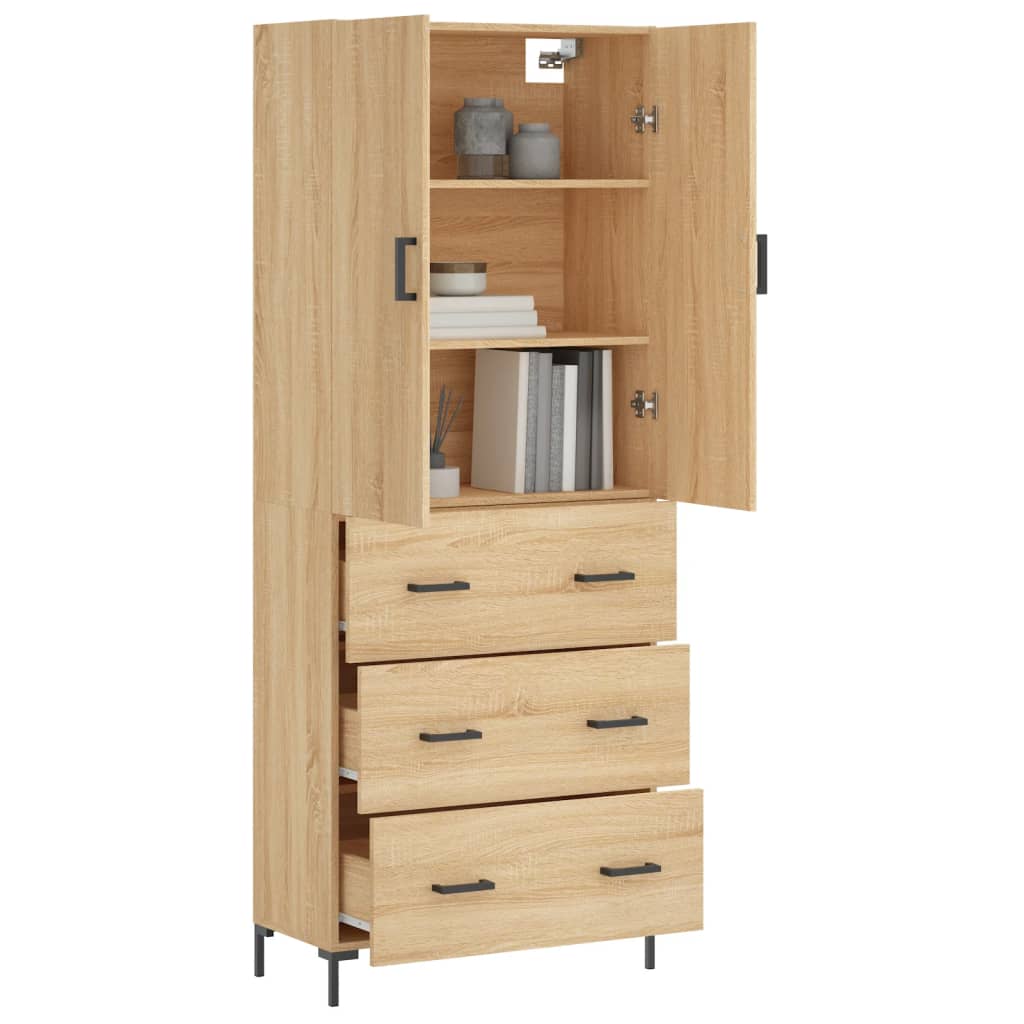 vidaXL Hoge kast 69,5x34x180 cm bewerkt hout sonoma eikenkleurig