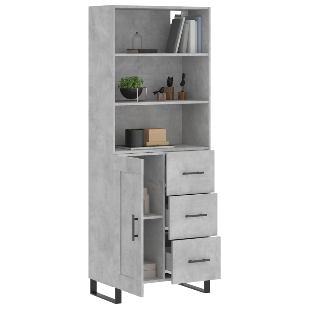 vidaXL Hoge kast 69,5x34x180 cm bewerkt hout betongrijs