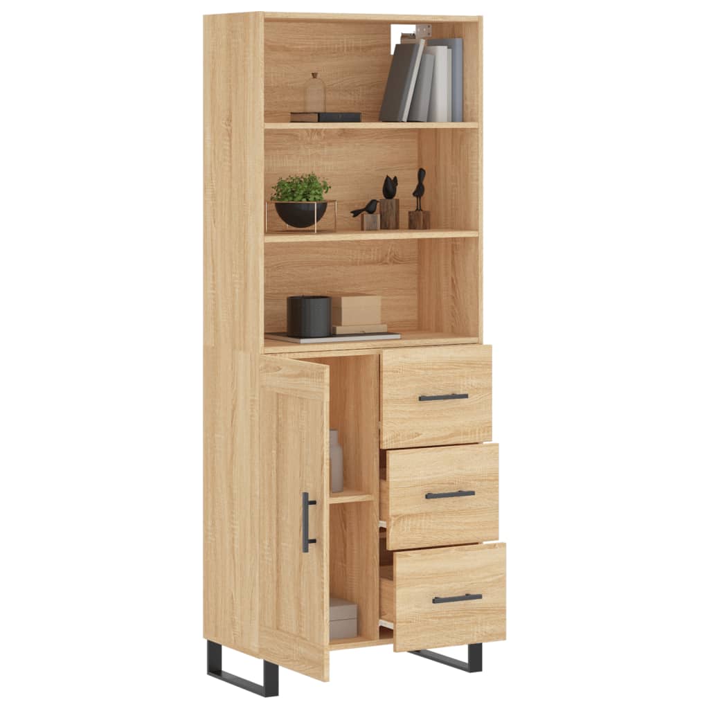 vidaXL Hoge kast 69,5x34x180 cm bewerkt hout sonoma eikenkleurig