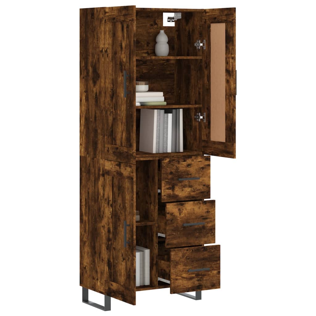 vidaXL Hoge kast 69,5x34x180 cm bewerkt hout gerookt eikenkleurig