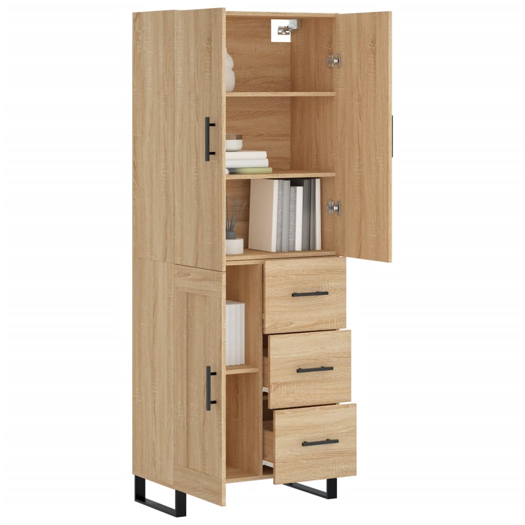 vidaXL Hoge kast 69,5x34x180 cm bewerkt hout sonoma eikenkleurig
