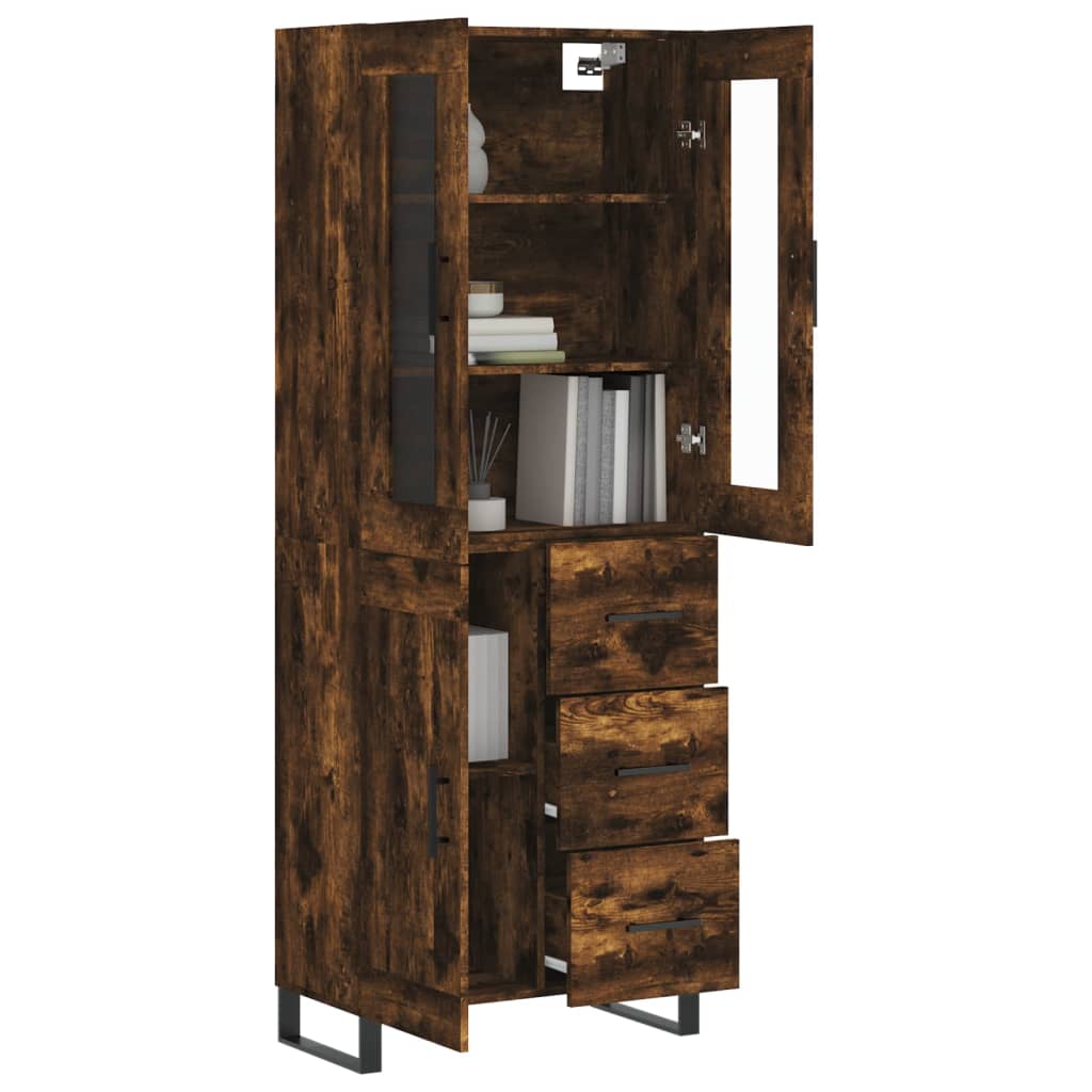vidaXL Hoge kast 69,5x34x180 cm bewerkt hout gerookt eikenkleurig