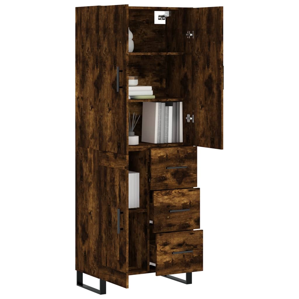 vidaXL Hoge kast 69,5x34x180 cm bewerkt hout gerookt eikenkleurig