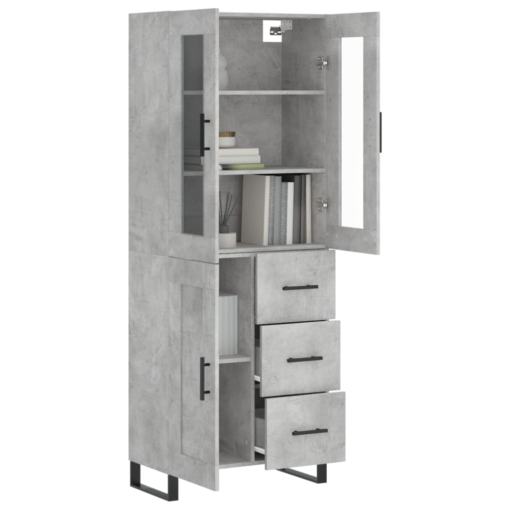 vidaXL Hoge kast 69,5x34x180 cm bewerkt hout betongrijs