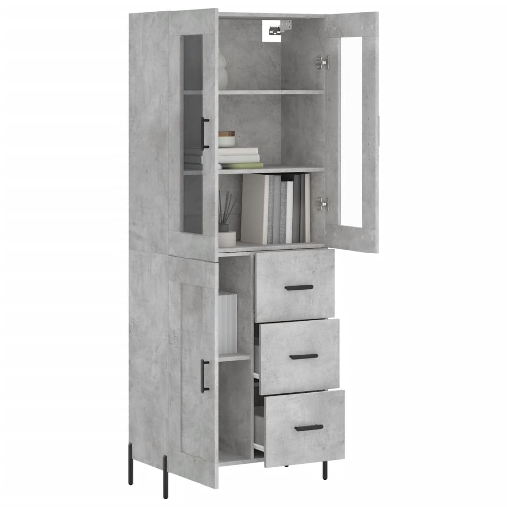 vidaXL Hoge kast 69,5x34x180 cm bewerkt hout betongrijs