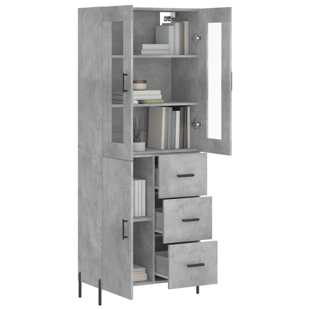 vidaXL Hoge kast 69,5x34x180 cm bewerkt hout betongrijs