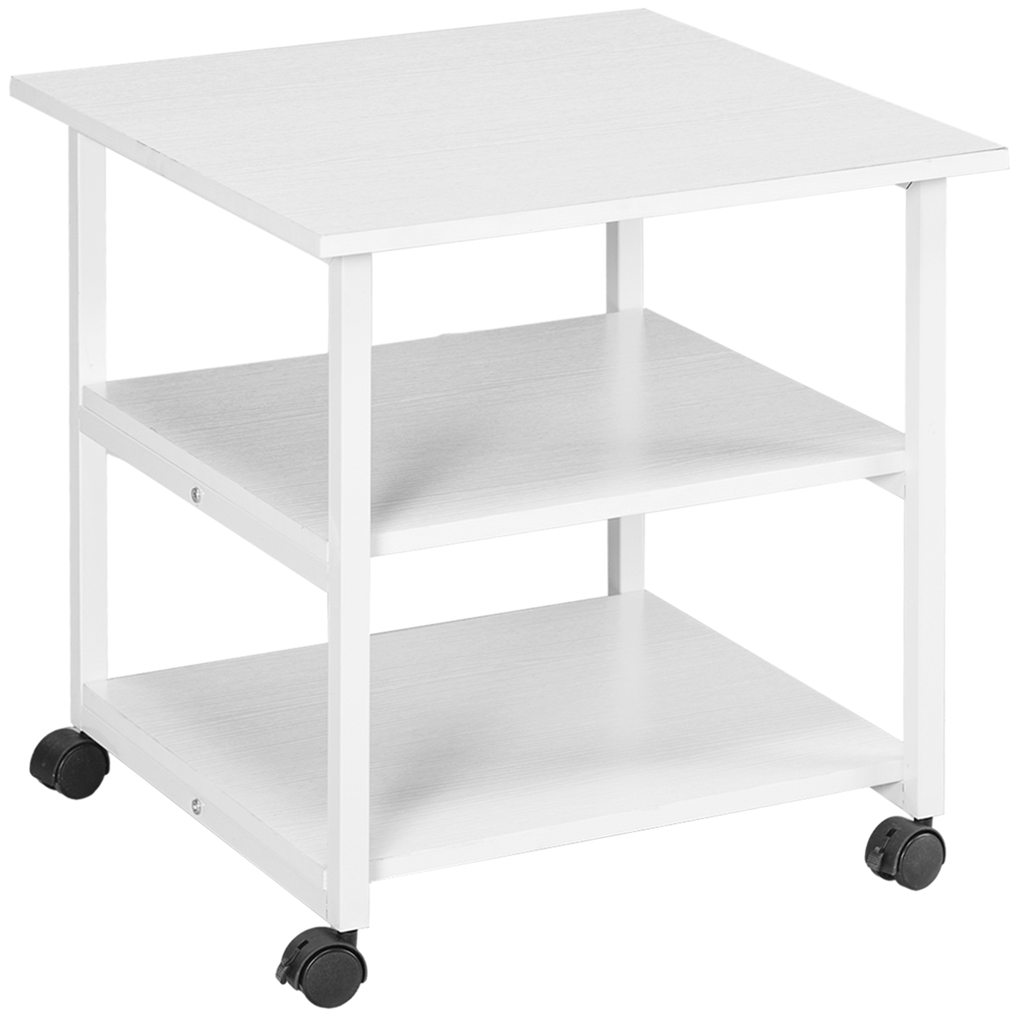 HOMCOM Printerstandaard met Wielen, Driedelige Printerhouder Staal, 50 x 50 x 52,5 cm
