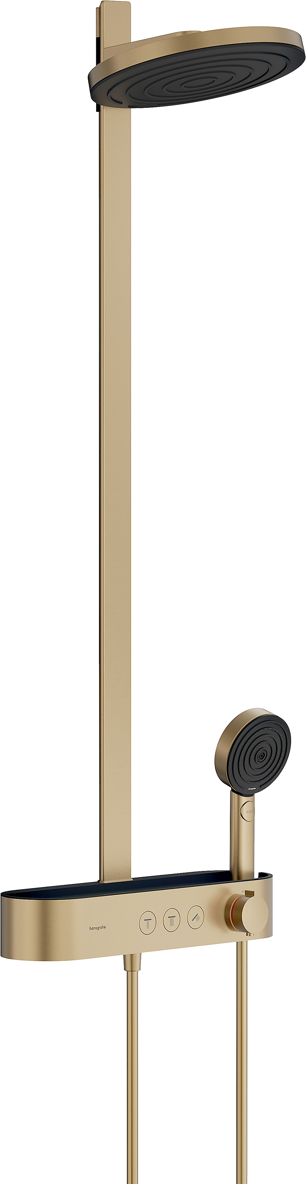 Hansgrohe Pulsify S Showerpipe 2jet EcoSmart met ShowetTablet Select 400, Brushed Bronze