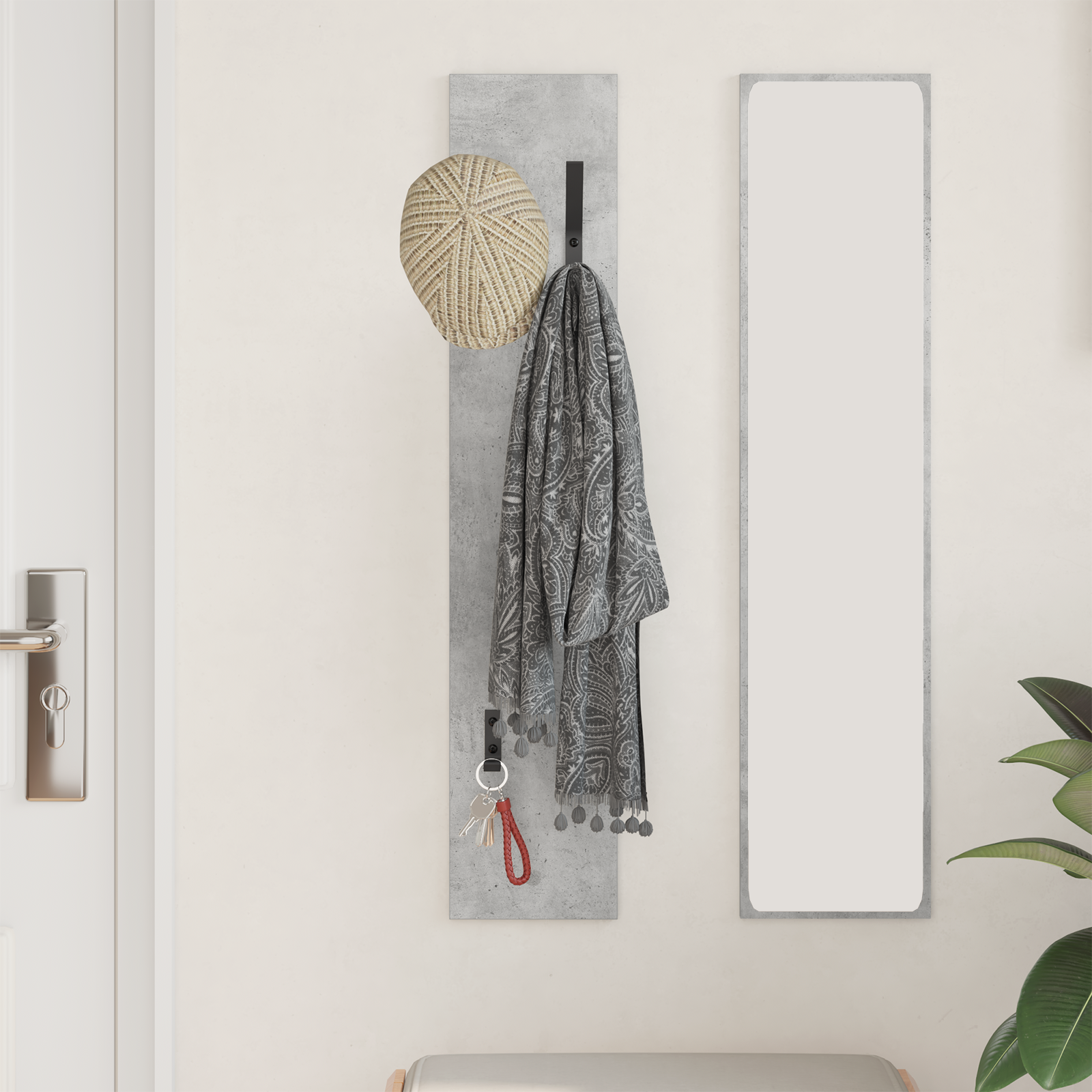 vidaXL Wandgemonteerde kapstok met opslag Betongrijs 20 x 1,5 x 100 cm