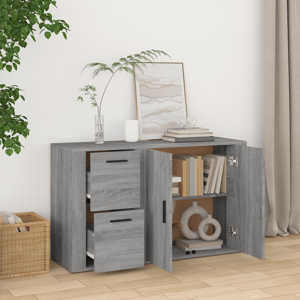 vidaXL Dressoir 100x33x59,5 cm bewerkt hout grijs sonoma eikenkleurig