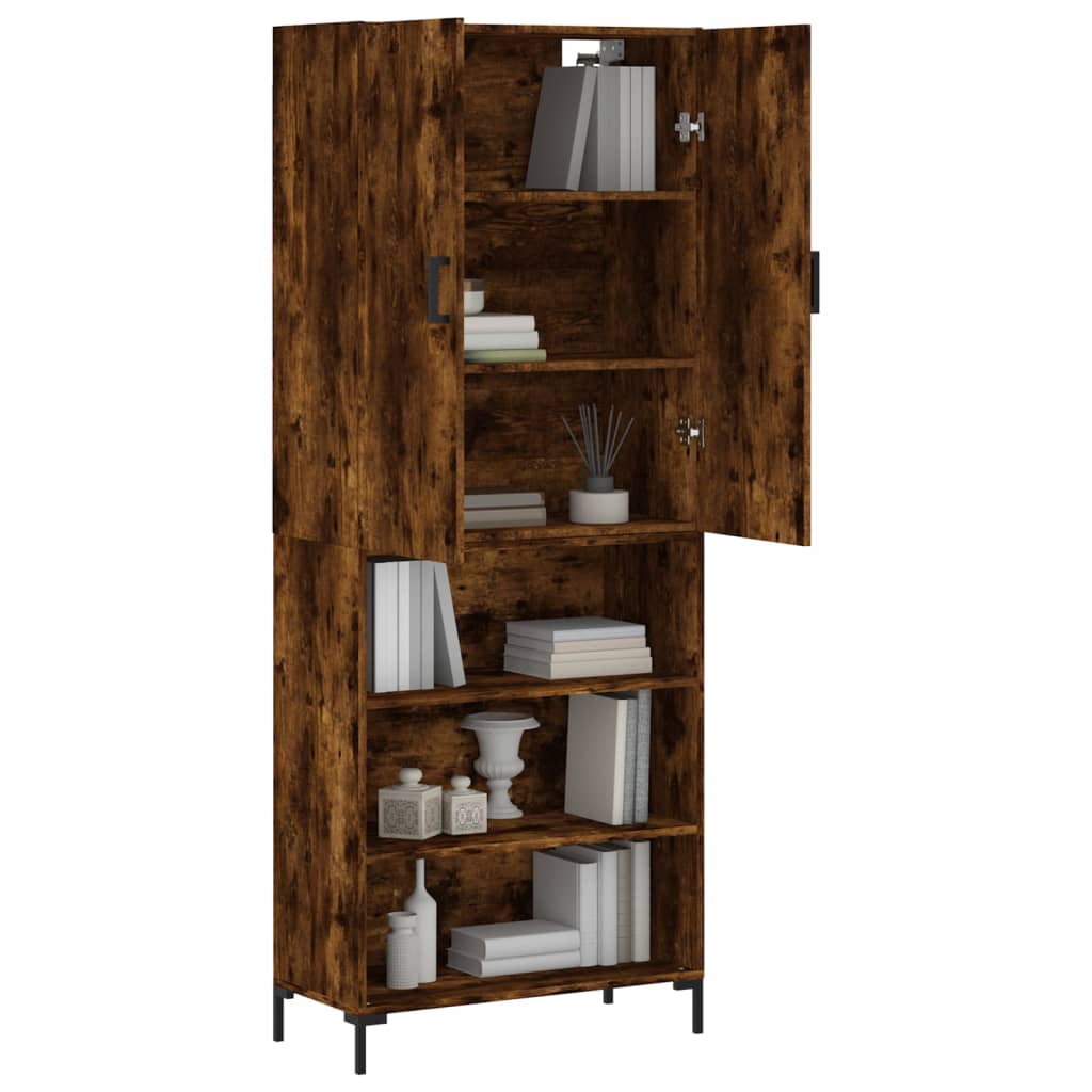 vidaXL Hoge kast 69,5x34x180 cm bewerkt hout gerookt eikenkleurig