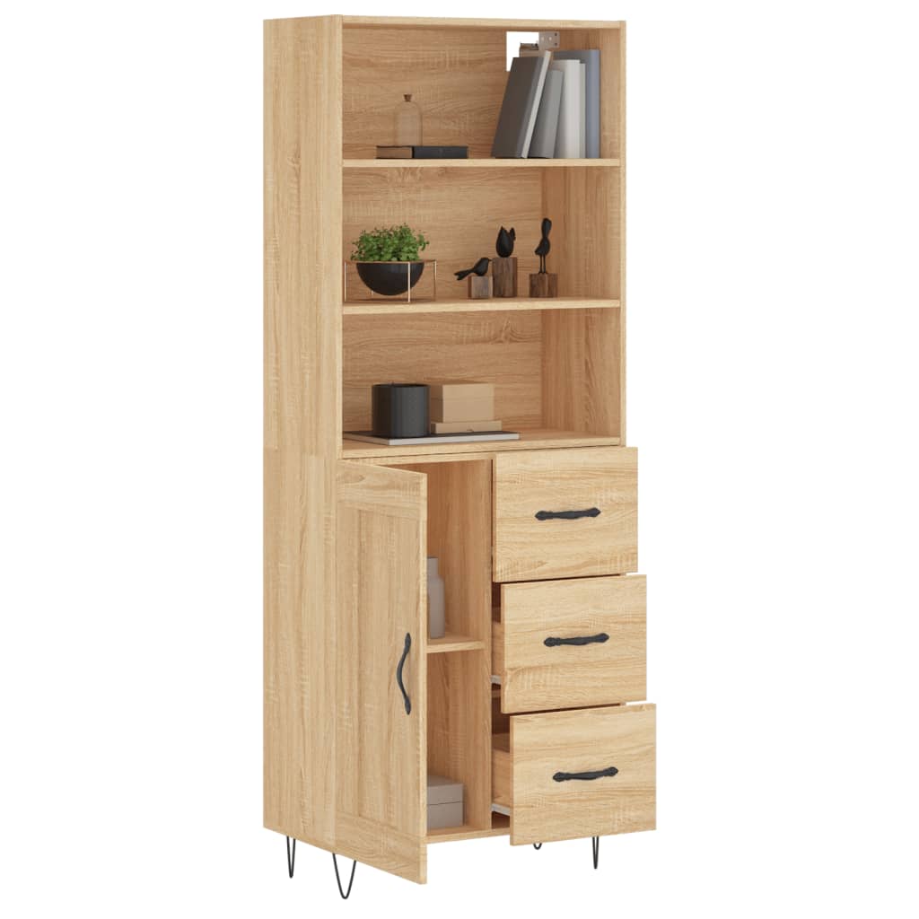 vidaXL Hoge kast 69,5x34x180 cm bewerkt hout sonoma eikenkleurig