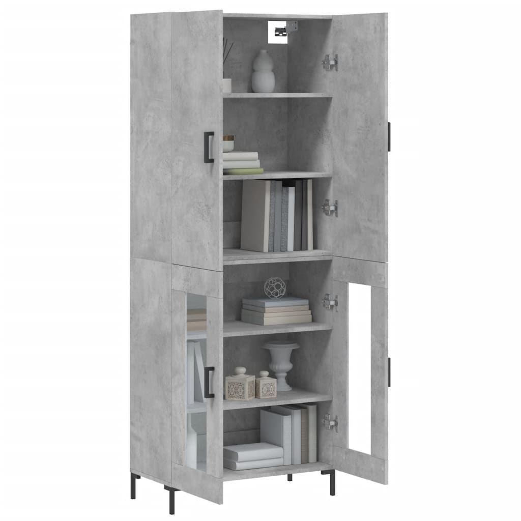 vidaXL Hoge kast 69,5x34x180 cm bewerkt hout betongrijs