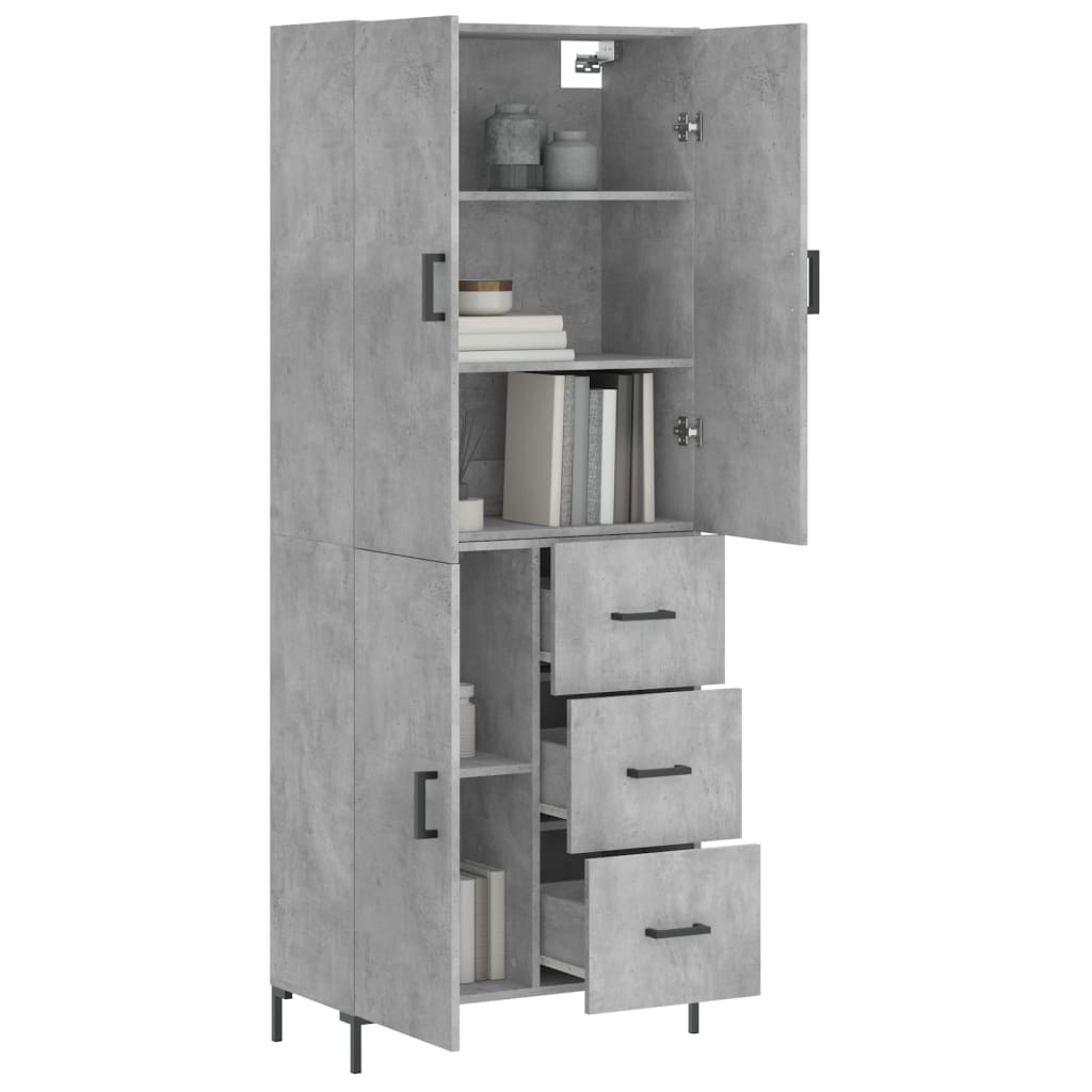 vidaXL Hoge kast 69,5x34x180 cm bewerkt hout betongrijs