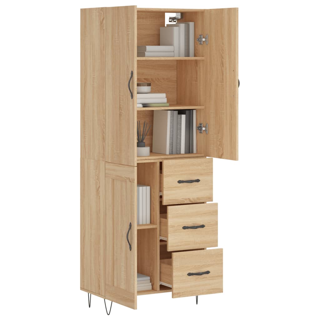 vidaXL Hoge kast 69,5x34x180 cm bewerkt hout sonoma eikenkleurig