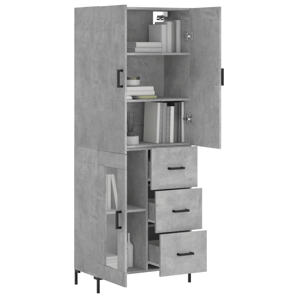 vidaXL Hoge kast 69,5x34x180 cm bewerkt hout betongrijs
