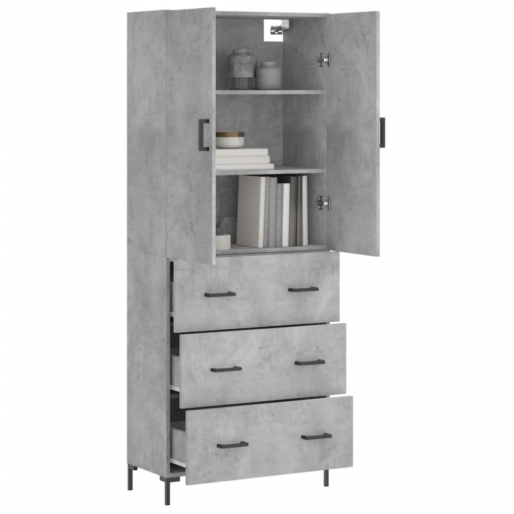 vidaXL Hoge kast 69,5x34x180 cm bewerkt hout betongrijs