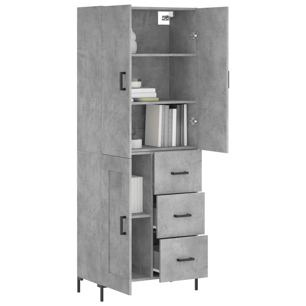 vidaXL Hoge kast 69,5x34x180 cm bewerkt hout betongrijs