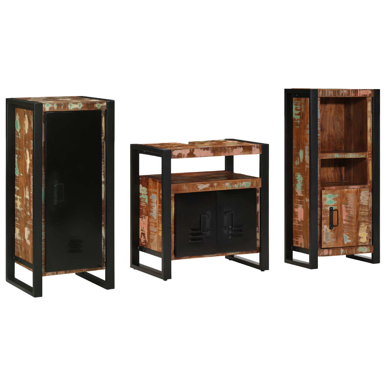 vidaXL Badkamermeubelset met plank met opslag met de deur 3 pcs Multikleur 40 x 35 x 90 cm