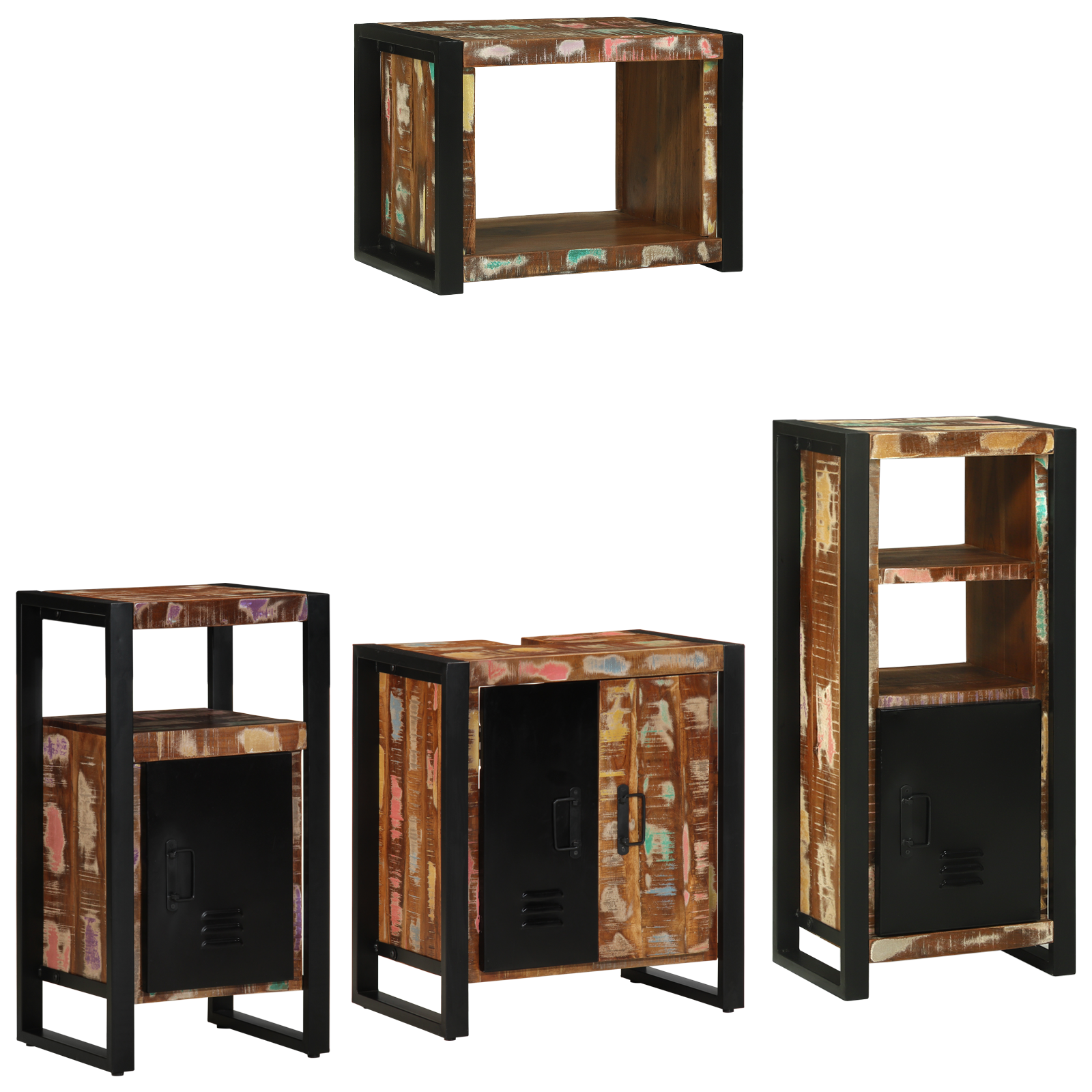 vidaXL Badkamermeubelset met plank met opslag met de deur 4 pcs Multikleur 55 x 35 x 60 cm