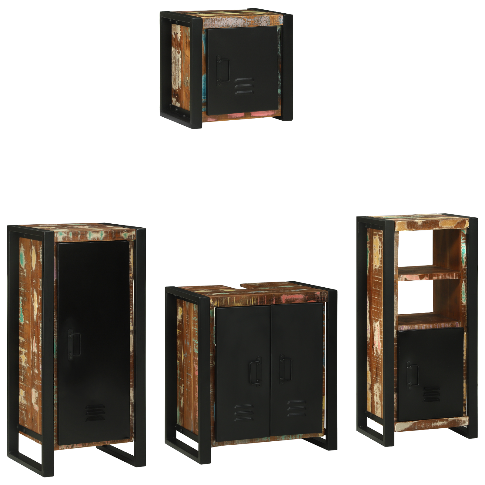 vidaXL Badkamermeubelset met plank met opslag met de deur 4 pcs Multikleur 40 x 35 x 90 cm