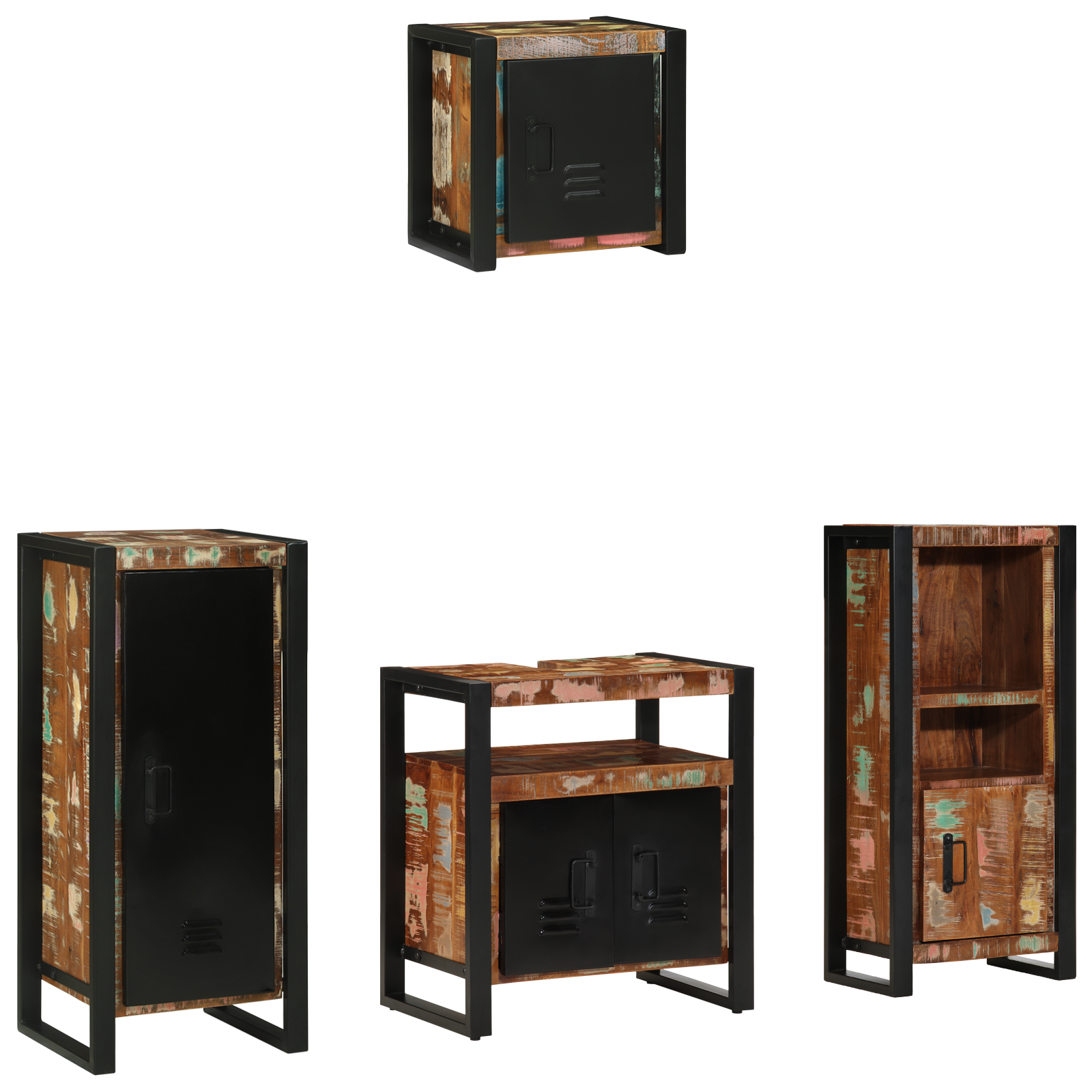vidaXL Badkamermeubelset met plank met opslag met de deur 4 pcs Multikleur 40 x 35 x 90 cm