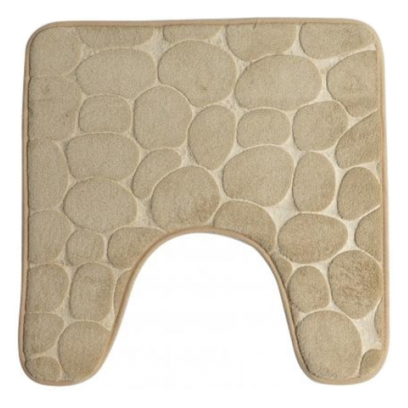 Urban Living Badkamerkleedje/wc badmat tapijt - memory foam - beige - 49 x 49 cm -
