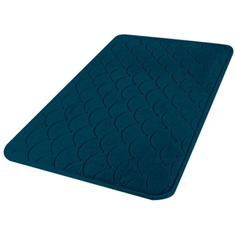 Urban Living Badkamerkleedje/badmat tapijt - memory foam - donkerblauw - 50 x 80 cm -