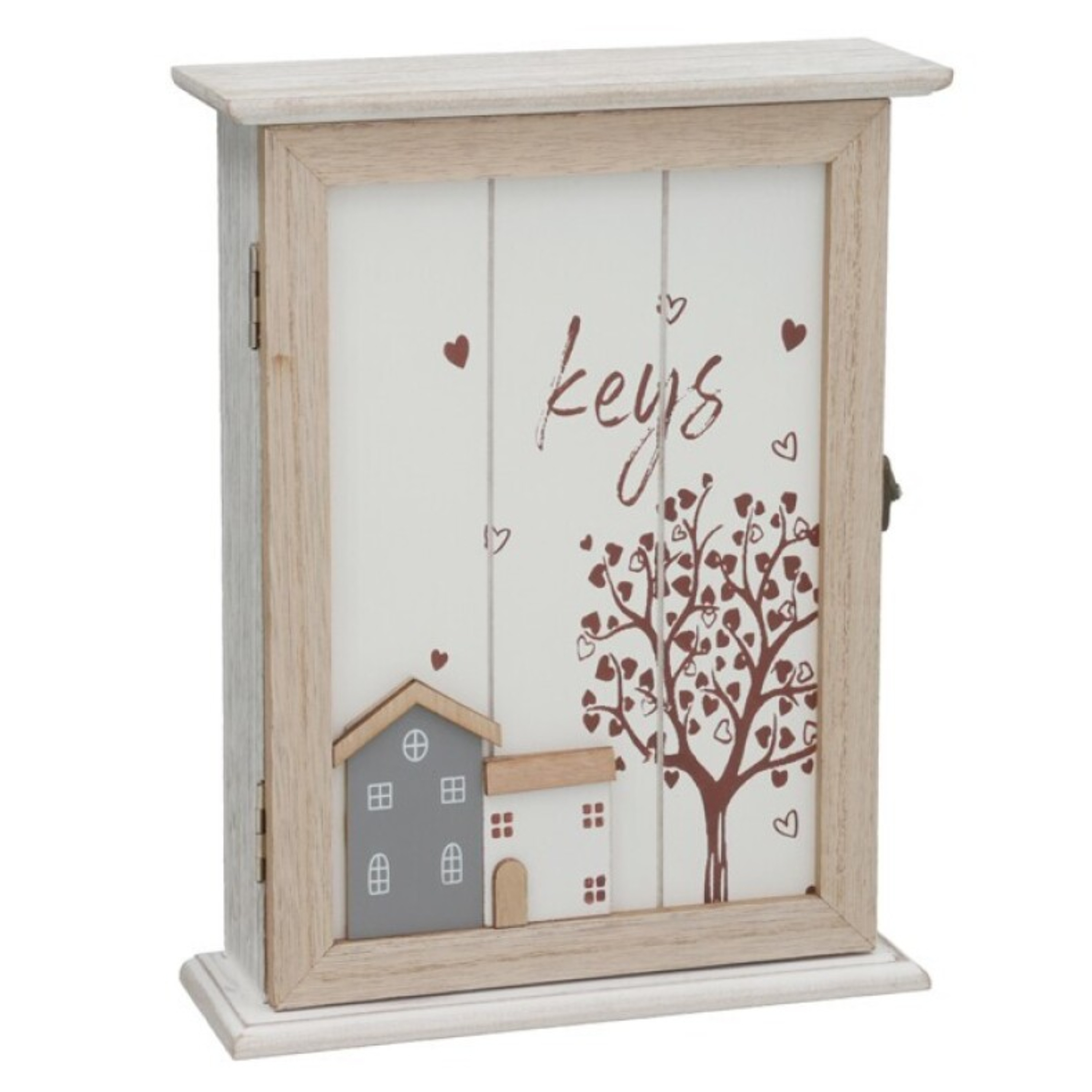Gerimport Sleutelkast - hout - met print - home decoratie - L27 x B21 cm -