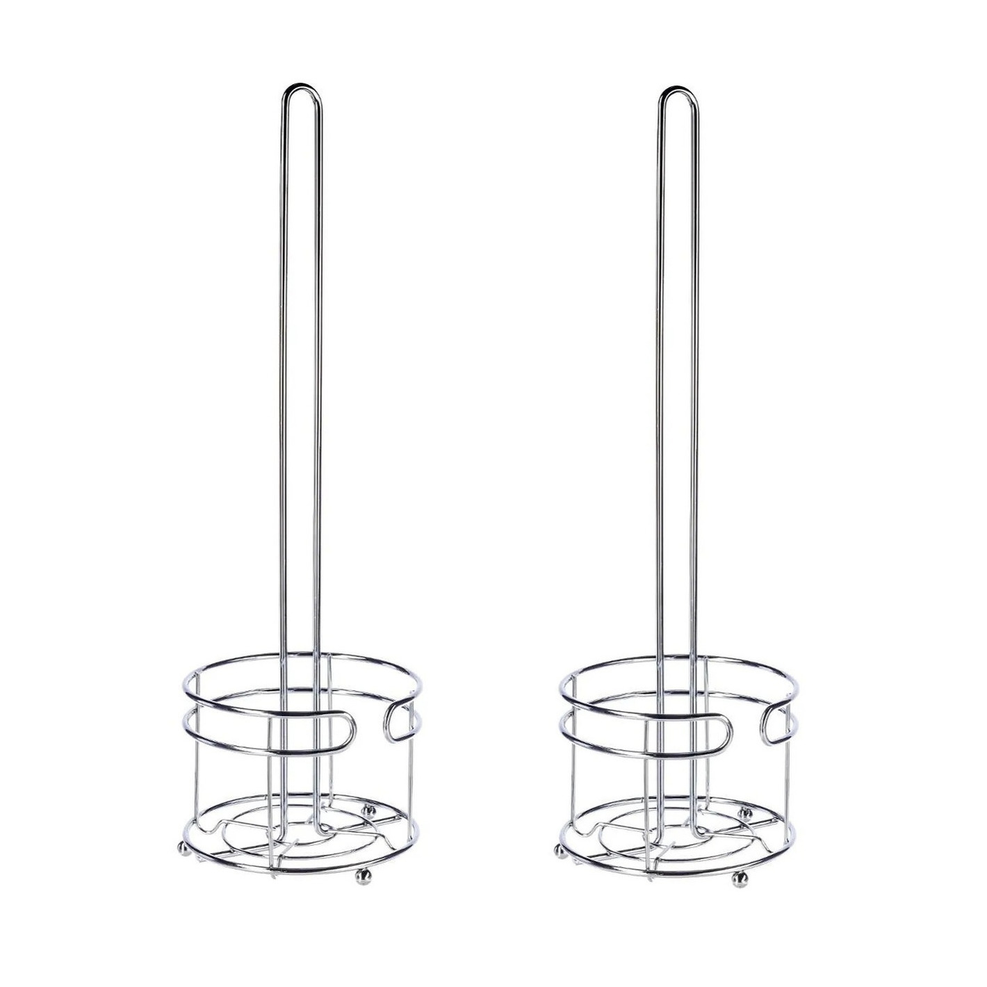5five Staande toiletrolhouder - Set van 2x stuks - voor 4 rollen - zilver - 52 cm - metaal - wc rolhouder -