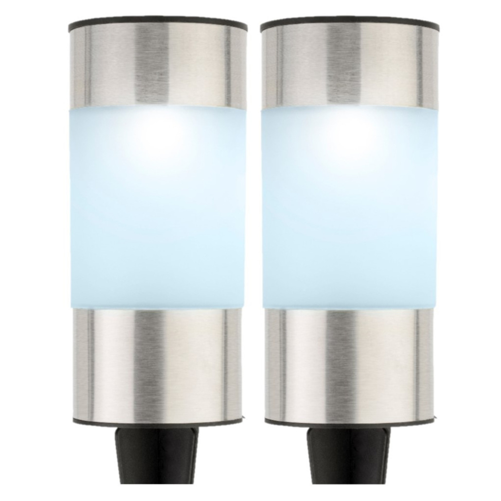 Lumineo Set van 8x stuks solar tuinlamp/prikspot cilinder op zonne-energie 14 cm -