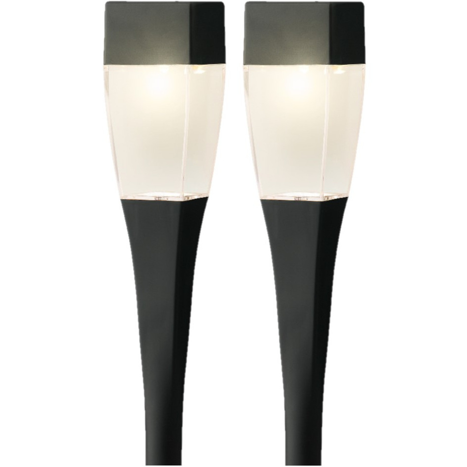 Lumineo Set van 10x stuks solar tuinlamp/prikspot zwart op zonne-energie 26 cm -