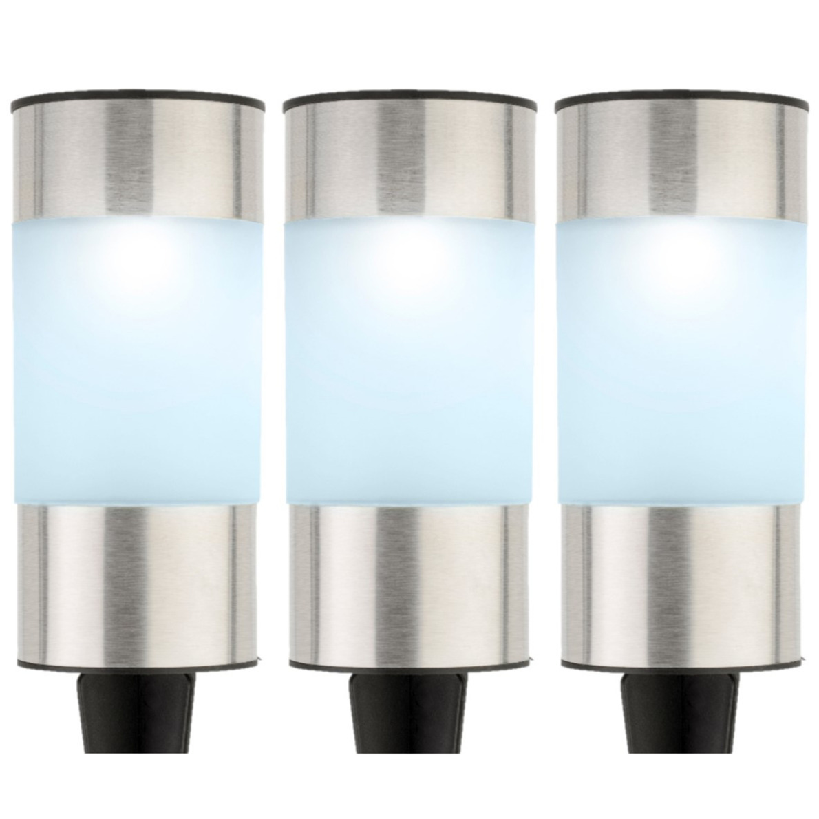 Lumineo Set van 12x stuks solar tuinlamp/prikspot cilinder op zonne-energie 14 cm -