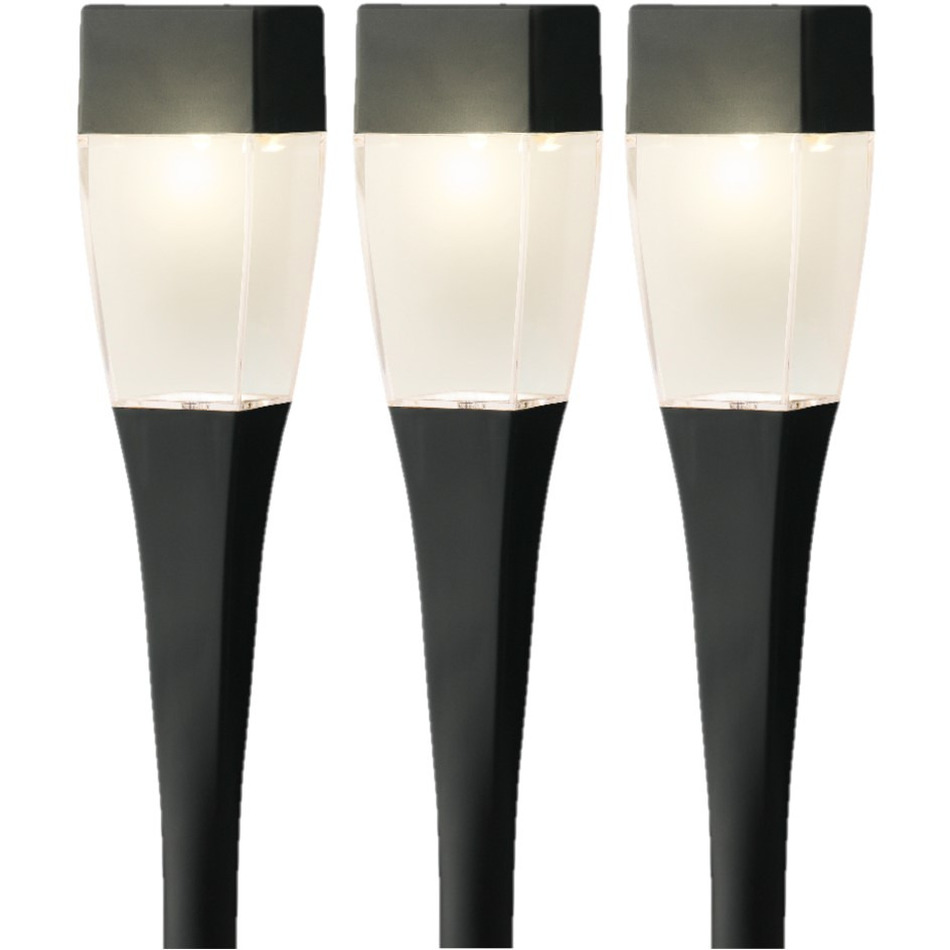 Lumineo Set van 12x stuks solar tuinlamp/prikspot zwart op zonne-energie 26 cm -