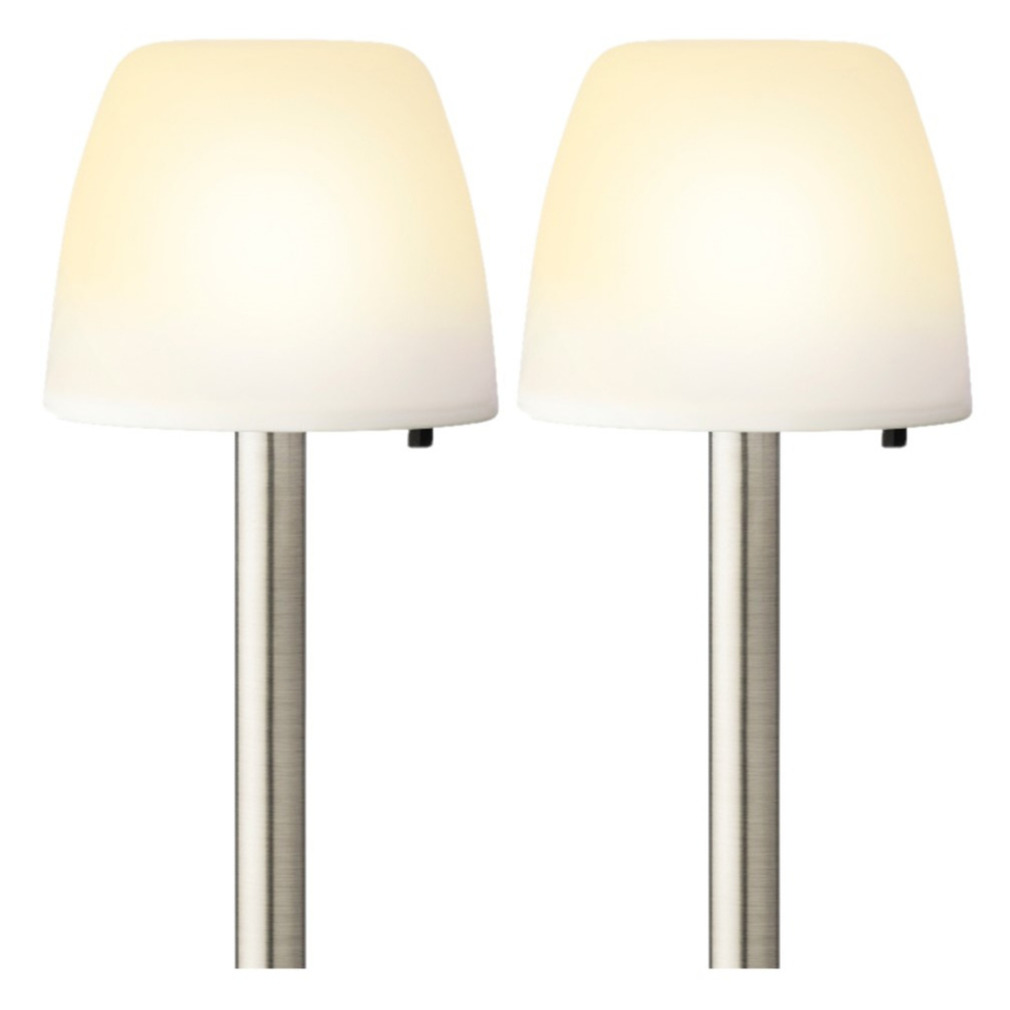 Lumineo Set van 6x stuks solar tuinlamp/prikspot schemerlamp op zonne-energie 28 cm -
