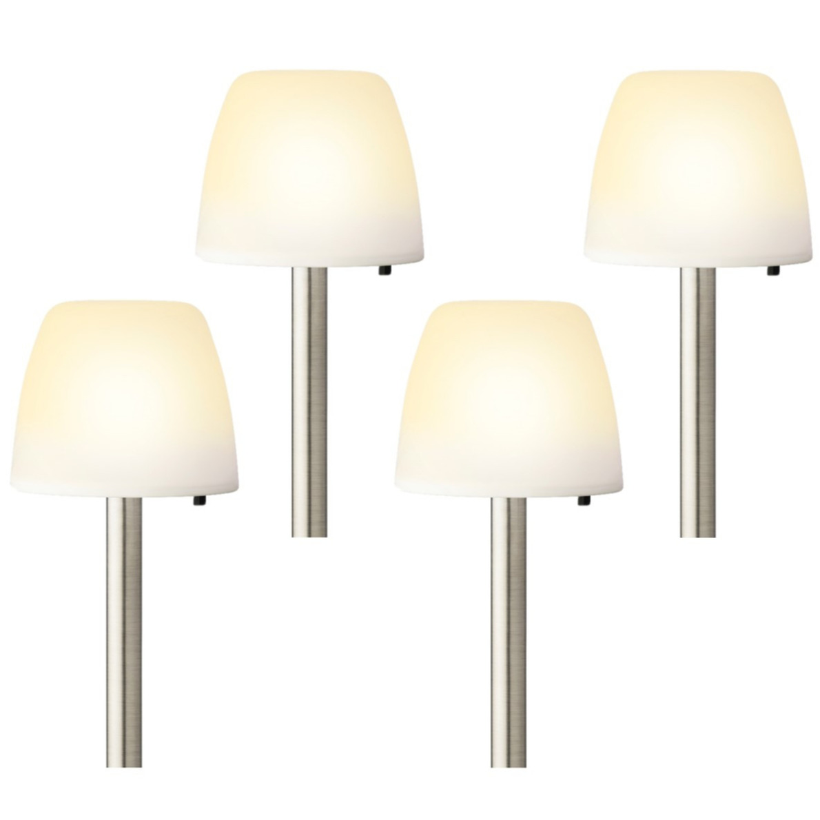 Lumineo Set van 8x stuks solar tuinlamp/prikspot schemerlamp op zonne-energie 28 cm -