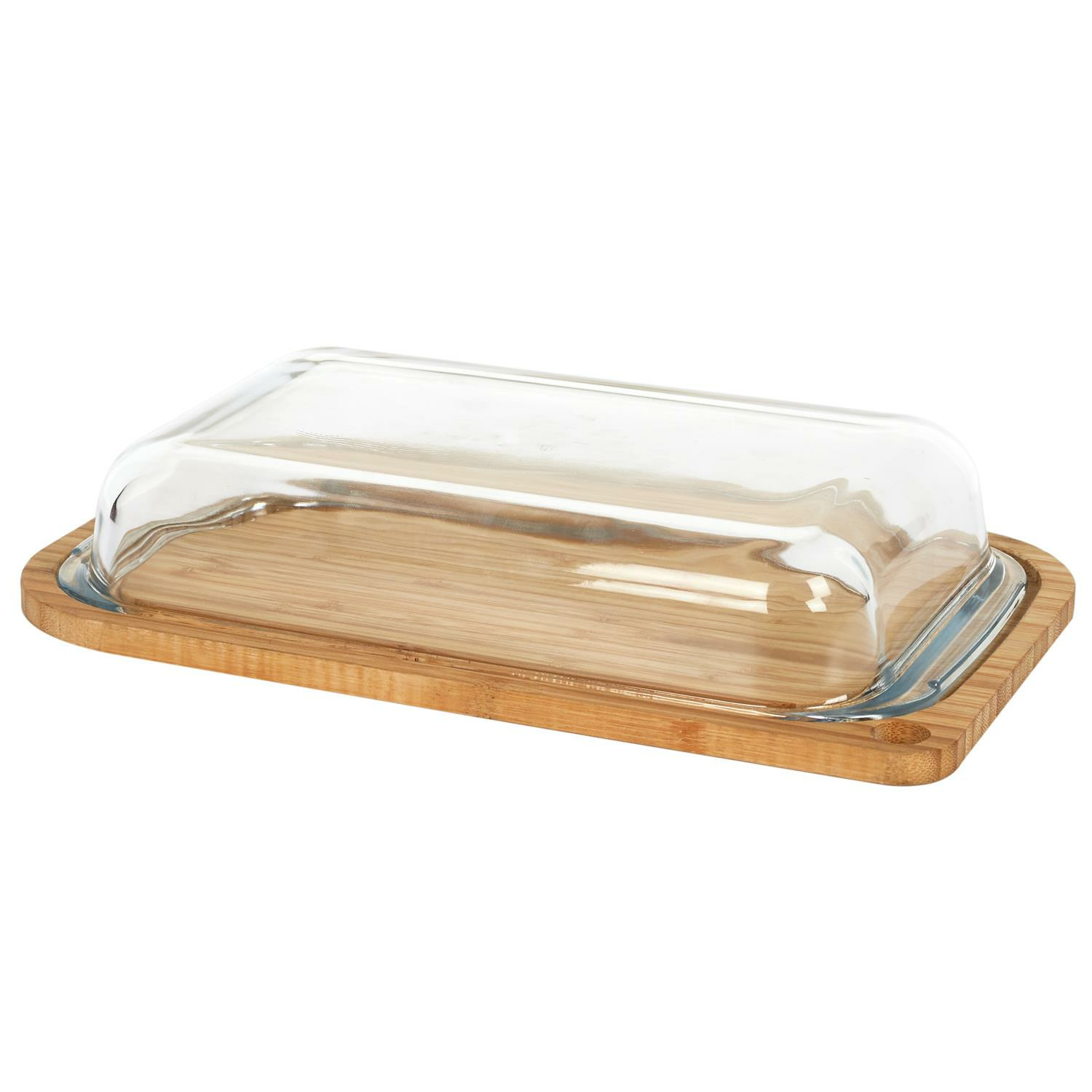 Cook Concept Kaas/Hapjes serveerplankje met stolp - bamboe hout - kaasstolp - 28 x 17 x 5 cm - kaasplankje -