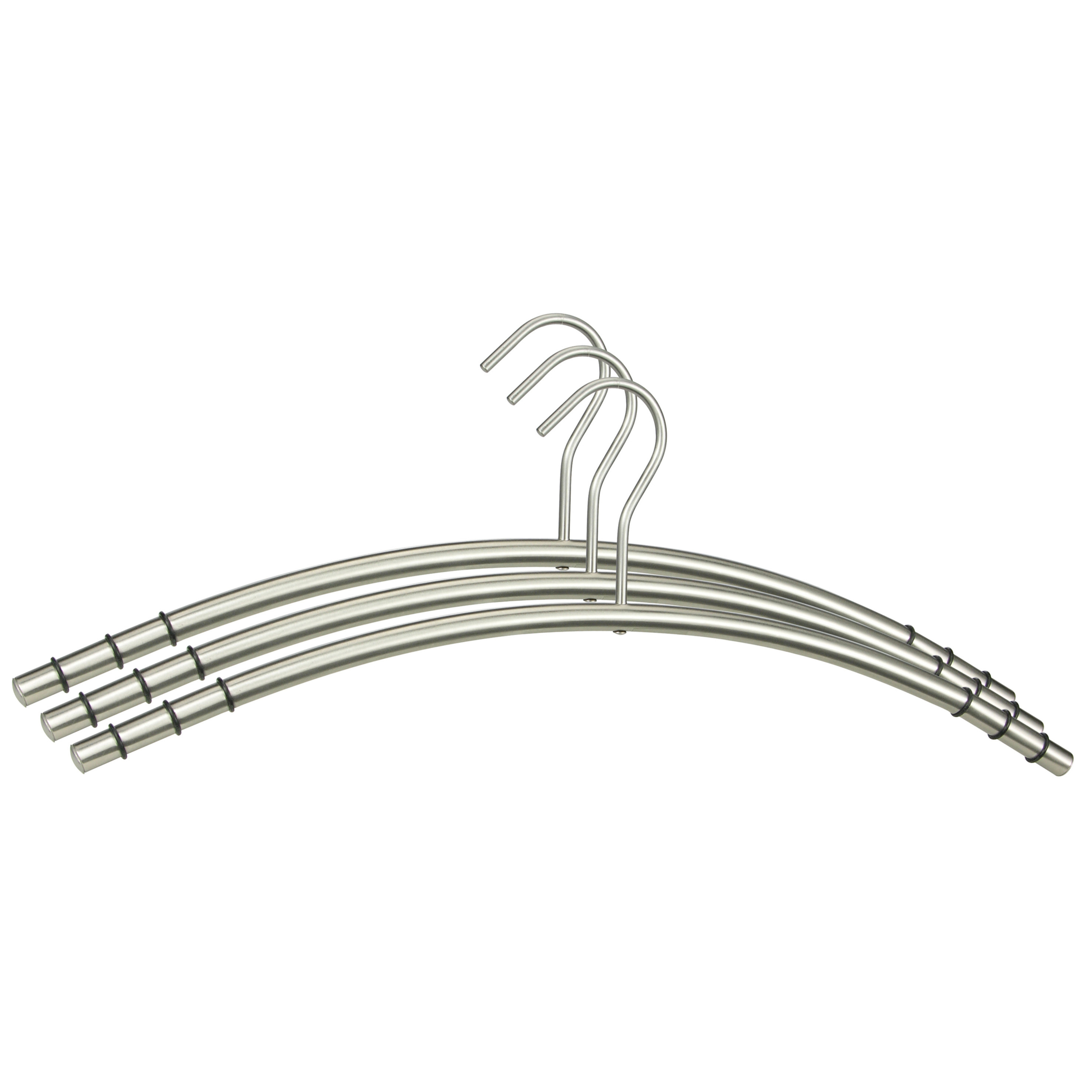 HI Alpina luxe boog Kledinghangers - 12x - zilver - roestvrij staal - 45 x 17 x 1,3 cm - Jassen hangers -