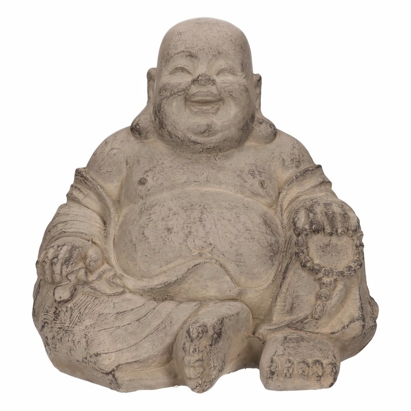 Stone Lite Beeld - Boeddha - grijs - fiberclay - 24 cm -